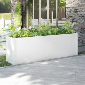 Jardiniera de gradina, alb, 200x50x70 cm, lemn masiv de pin