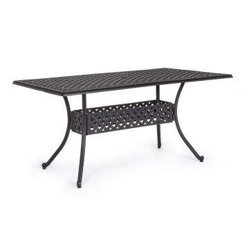 Masa de gradina Ivrea, Bizzotto, 160 x 90 x 73 cm, aluminiu turnat, gri carbune