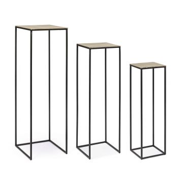 Set 3 suporturi pentru ghivece Amira, Bizzotto, 35x35x115 cm, otel/aluminiu