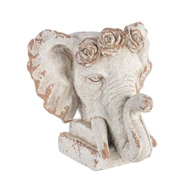 Vaza / Ghiveci de exterior Elephant Head, Bizzotto, 48 x 38 x 43 cm, magneziu