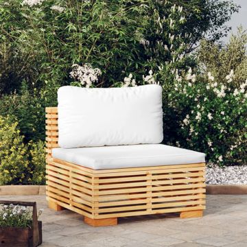 vidaXL Canapea de mijloc pentru grădină cu perne crem, lemn masiv pin