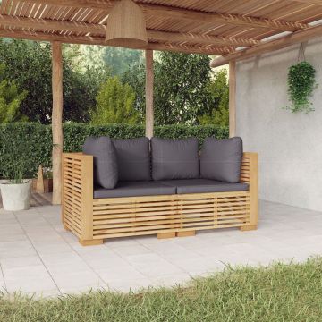 vidaXL Canapele de colț de grădină cu perne 2 buc. lemn masiv de tec