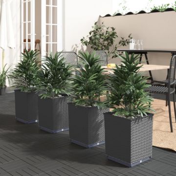 vidaXL Jardiniere, 4 buc., negru, 30x30x37 cm, polipropilenă