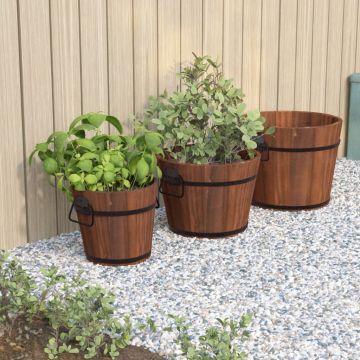 vidaXL Set de jardiniere tip găleată, 3 piese, lemn masiv de brad
