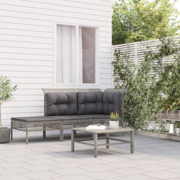vidaXL Set mobilier de grădină cu perne, 3 piese, gri, poliratan