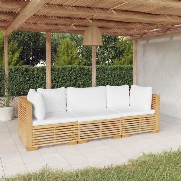 vidaXL Set mobilier grădină cu perne, 3 piese, lemn masiv de tec
