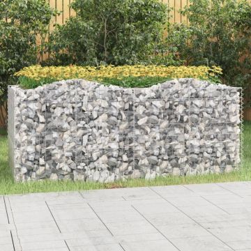 vidaXL Strat înălțat cu gabion arcuit, 200x100x100 cm, fier galvanizat