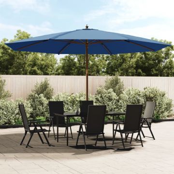 vidaXL Umbrelă de soare de grădină stâlp din lemn, albastru 400x273 cm