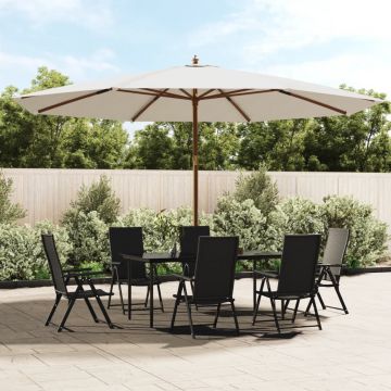 vidaXL Umbrelă de soare de grădină stâlp din lemn, nisipiu, 400x273 cm