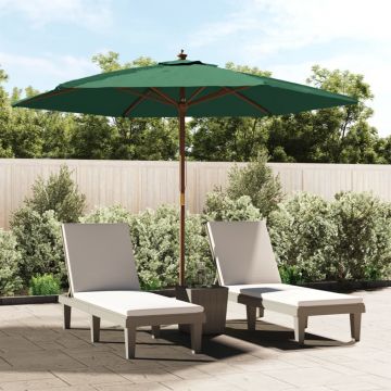 vidaXL Umbrelă de soare de grădină stâlp din lemn, verde, 299 x 240 cm