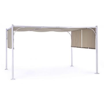 Pavilion pentru gadina Slide Gazebo, Bizzotto, 400 x 300 cm, otel/poliester/poliamida, alb/grej