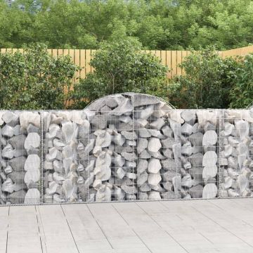 vidaXL Coșuri gabion arcuite 10 buc, 200x50x100/120cm, fier galvanizat