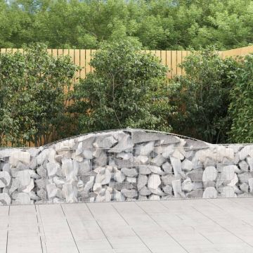 vidaXL Coșuri gabion arcuite 4 buc, 400x30x60/80 cm, fier galvanizat