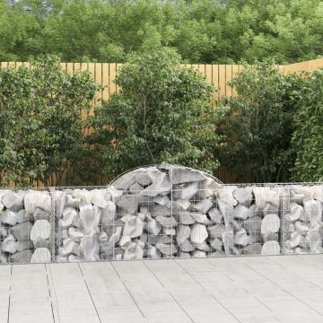 vidaXL Coșuri gabion arcuite 9 buc, 200x50x60/80 cm, fier galvanizat