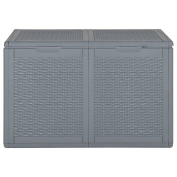 vidaXL Cutie de depozitare pentru grădină, gri, 180 L, PP ratan