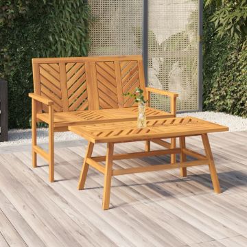 vidaXL Set mobilier de relaxare de grădină, 2 piese, lemn masiv acacia