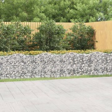 vidaXL Strat înălțat cu gabion arcuit, 600x100x100 cm, fier galvanizat