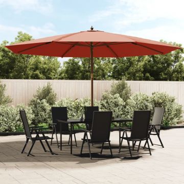 vidaXL Umbrelă de soare de grădină stâlp din lemn cărămiziu 400x273 cm