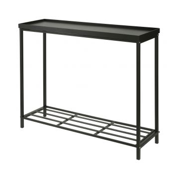 Masa laterala de exterior, Metal, Negru, 75 x 23 x 60 cm