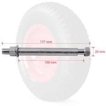 Roata de roaba cu anvelopa pneumatica, Inclusiv ax, 390 mm, 95 mm latime
