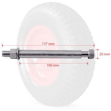 Roata de roaba cu anvelopa pneumatica, Inclusiv ax, 390 mm, 95 mm latime