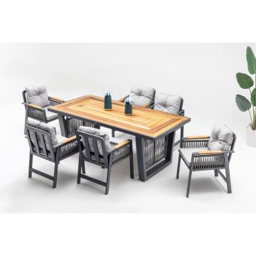 Set de dining pentru grădină gri pentru șase persoane Artemis – Floriane Garden