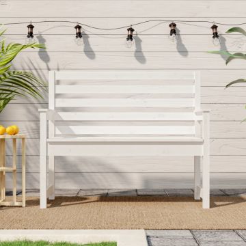 vidaXL Bancă de grădină, alb, 109x48x91,5 cm, lemn masiv de pin