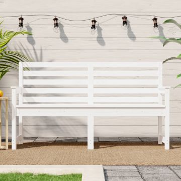 vidaXL Bancă de grădină, alb, 159,5x48x91,5 cm, lemn masiv de pin