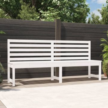 vidaXL Bancă de grădină, alb, 201,5 cm, lemn masiv de pin