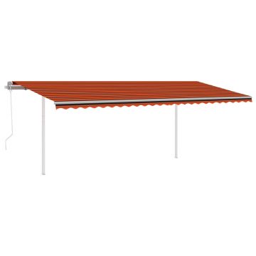 vidaXL Copertină automată cu senzor vânt&LED, portocaliu&maro, 6x3,5 m