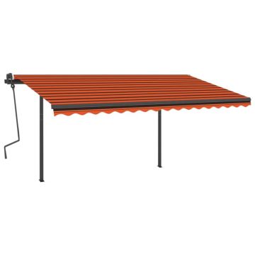 vidaXL Copertină retractabilă automat, stâlpi, portocaliu&maro 4x3,5 m