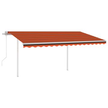 vidaXL Copertină retractabilă automată & stâlpi portocaliu&maro 4x3,5m