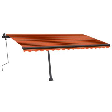 vidaXL Copertină retractabilă manual, LED, portocaliu/maro, 400x350 cm