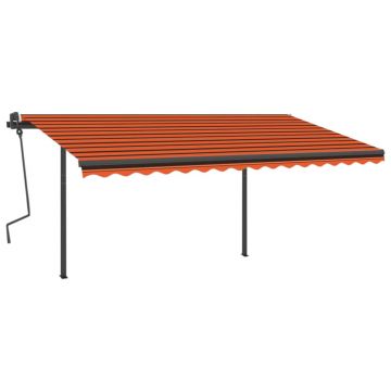 vidaXL Copertină retractabilă manual, LED, portocaliu/maro, 4x3,5 cm