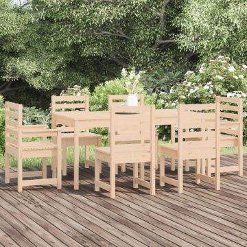 vidaXL Set cu masă de grădină, 7 piese, lemn masiv de pin