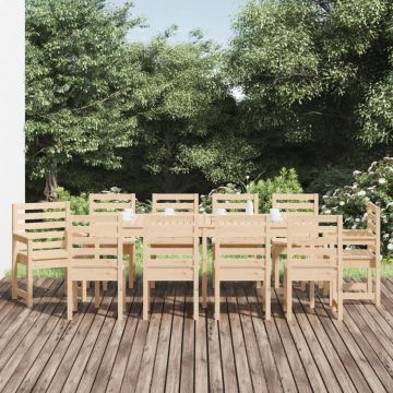 vidaXL Set de masă pentru grădină, 11 piese, lemn masiv de pin