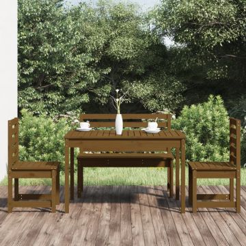 vidaXL Set de masă pentru grădină, 4 piese, maro miere, lemn masiv pin