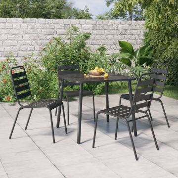 vidaXL Set de masă pentru grădină, 5 piese, antracit, oțel