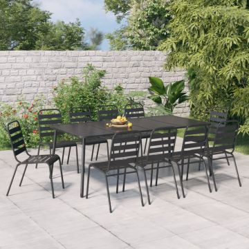 vidaXL Set de mobilier pentru grădină, 11 piese, antracit, oțel