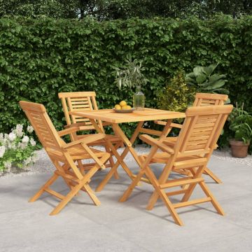vidaXL Set masă pentru grădină, lemn masiv de tec, 5 piese