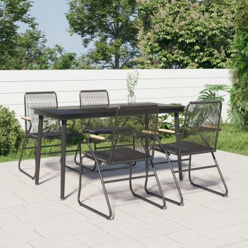 vidaXL Set mobilier de grădină, 5 piese, negru, ratan PVC