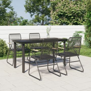 vidaXL Set mobilier de grădină, 5 piese, negru, ratan PVC