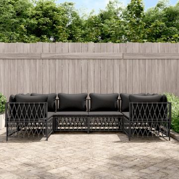 vidaXL Set mobilier de grădină, 6 piese, cu perne, antracit, oțel