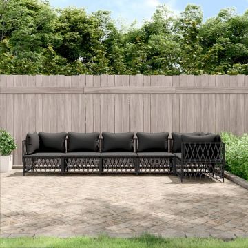 vidaXL Set mobilier de grădină, 6 piese, cu perne, antracit, oțel