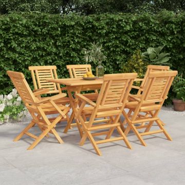 vidaXL Set mobilier de grădină, 7 piese, lemn masiv de tec