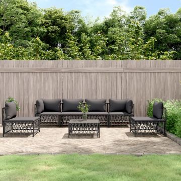 vidaXL Set mobilier de grădină cu perne, 7 piese, antracit, oțel