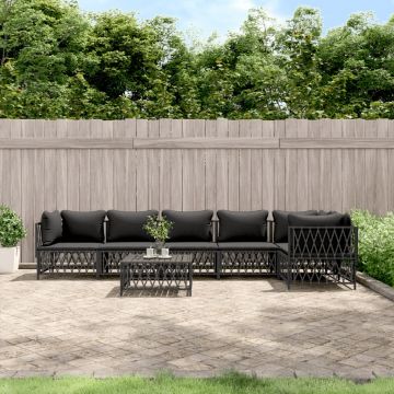 vidaXL Set mobilier de grădină cu perne, 7 piese, antracit, oțel