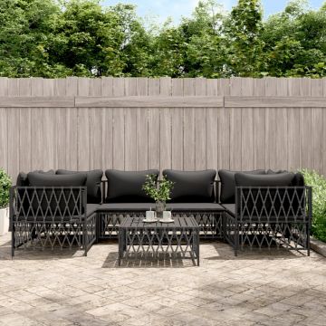 vidaXL Set mobilier de grădină cu perne, 7 piese, antracit, oțel