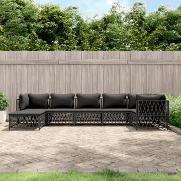 vidaXL Set mobilier de grădină cu perne, 7 piese, antracit, oțel