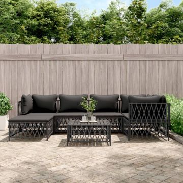 vidaXL Set mobilier de grădină cu perne, 7 piese, antracit, oțel